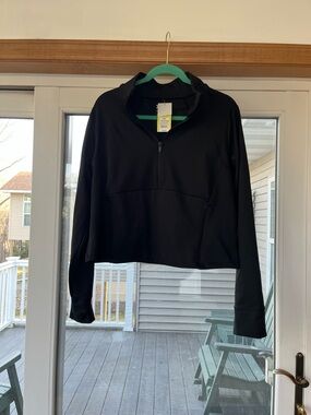 all in motion Black Quarter-Zip Hooded Pullover